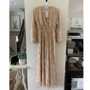 Long Sleeve Maxi Sequin Dress